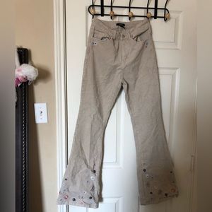 Beige Corduroy Flare Pants